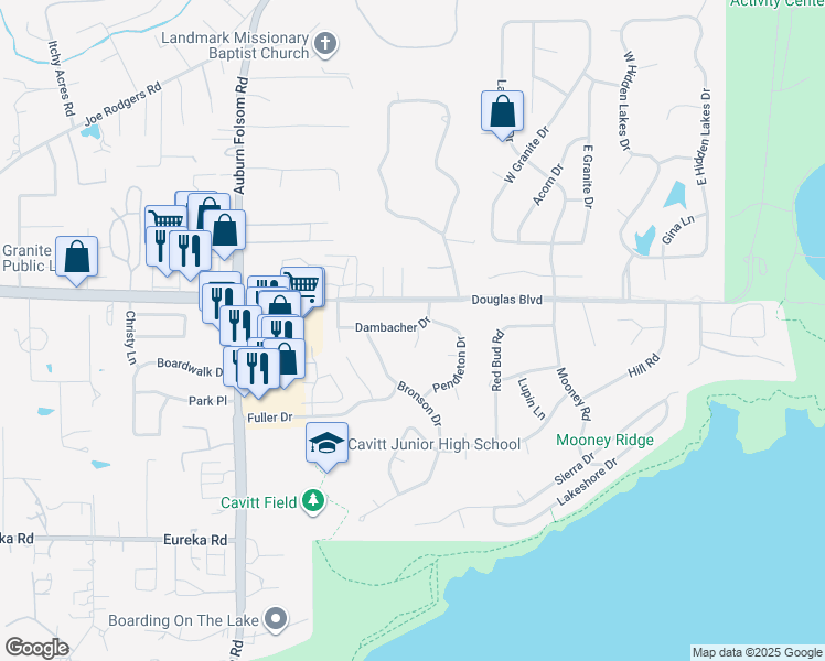 map of restaurants, bars, coffee shops, grocery stores, and more near 8640 Crofoot Court in Granite Bay