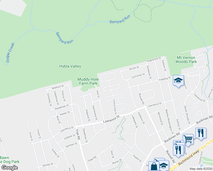 map of restaurants, bars, coffee shops, grocery stores, and more near 4508 Arendale Square in Alexandria