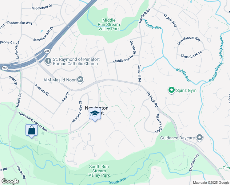 map of restaurants, bars, coffee shops, grocery stores, and more near 8483 Falling Leaf Road in Springfield