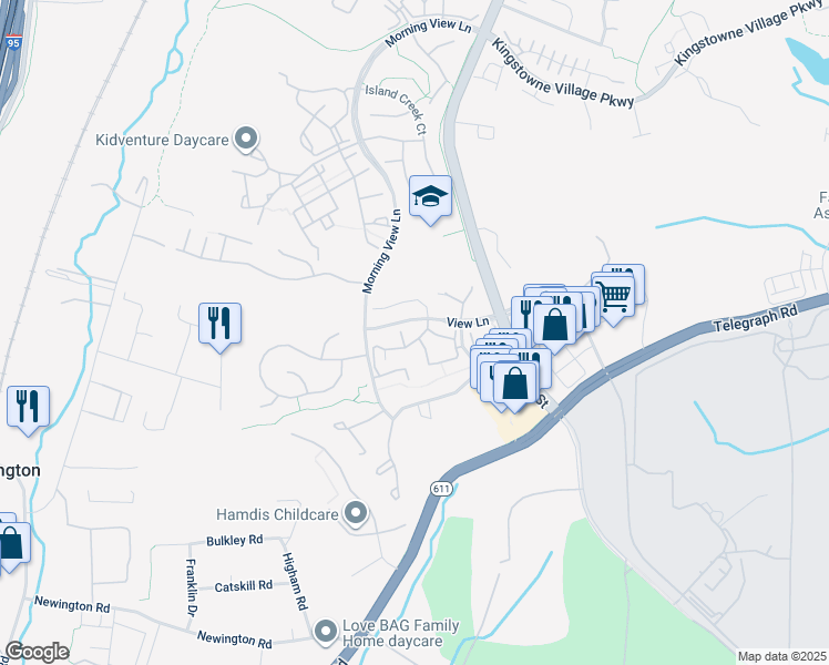 map of restaurants, bars, coffee shops, grocery stores, and more near 6510 Old Carriage Drive in Alexandria