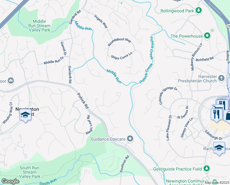map of restaurants, bars, coffee shops, grocery stores, and more near 7918 Pebble Brook Court in Springfield