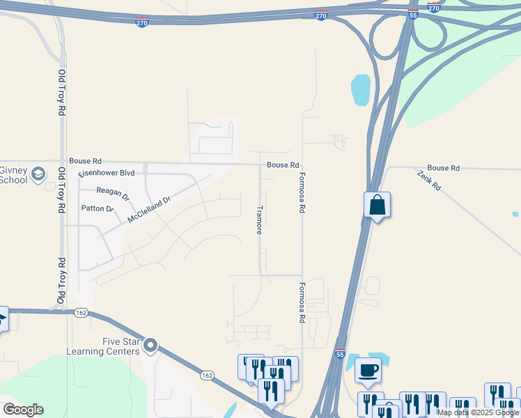 map of restaurants, bars, coffee shops, grocery stores, and more near 2268 Tramore in Troy