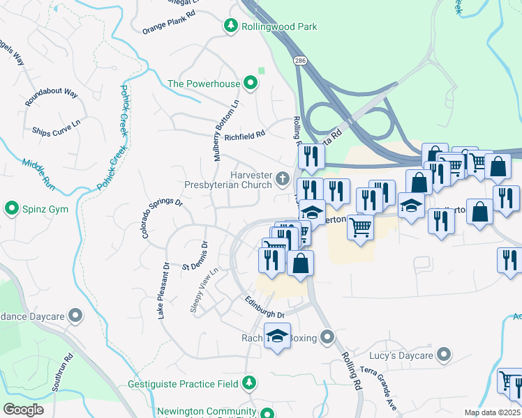 map of restaurants, bars, coffee shops, grocery stores, and more near 7834 Attleboro Dr in Springfield