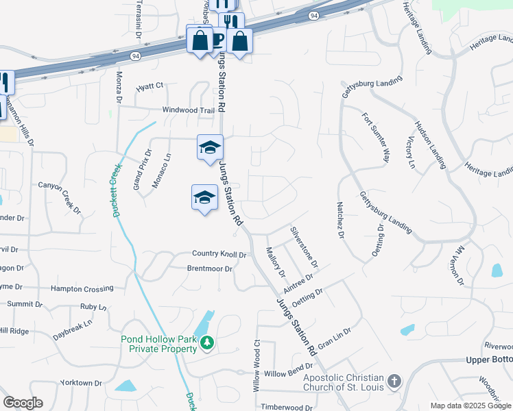 map of restaurants, bars, coffee shops, grocery stores, and more near 1106 Wild Plum Drive in St. Peters