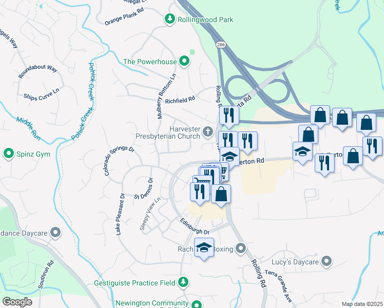 map of restaurants, bars, coffee shops, grocery stores, and more near 7834 Attleboro Dr in Springfield