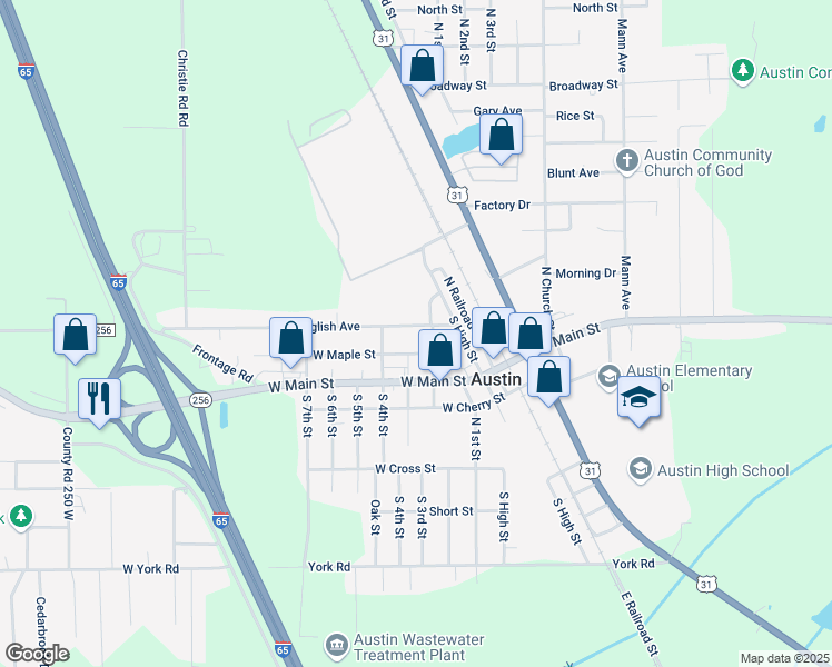 map of restaurants, bars, coffee shops, grocery stores, and more near 228 North 2nd Street in Austin