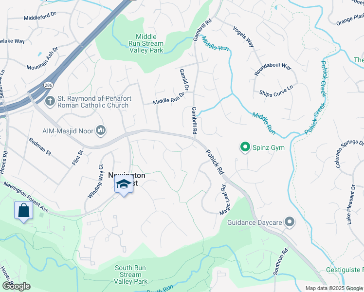 map of restaurants, bars, coffee shops, grocery stores, and more near 7920 Gambrill Court in Springfield