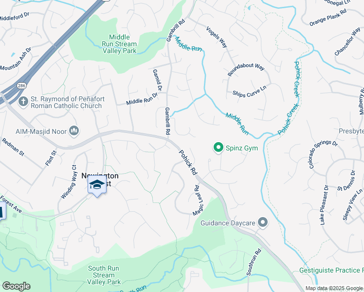map of restaurants, bars, coffee shops, grocery stores, and more near 8315 Timber Brook Lane in Springfield