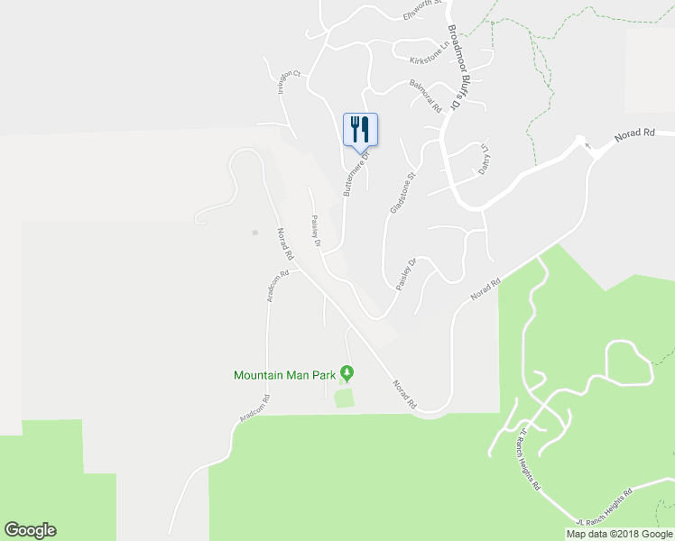 map of restaurants, bars, coffee shops, grocery stores, and more near 590 Paisley Drive in Colorado Springs
