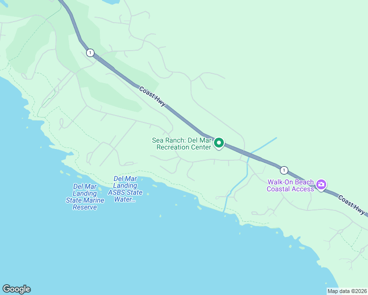 map of restaurants, bars, coffee shops, grocery stores, and more near 74 Burl Tree in Sea Ranch