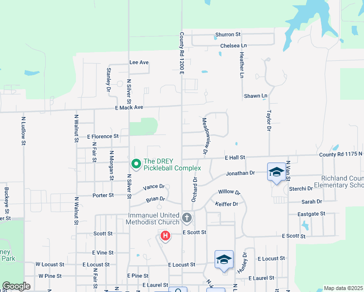 map of restaurants, bars, coffee shops, grocery stores, and more near 900 McCane Drive in Olney