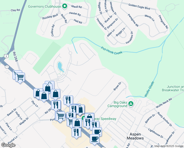 map of restaurants, bars, coffee shops, grocery stores, and more near 16 Dove Knoll Drive in Rehoboth Beach