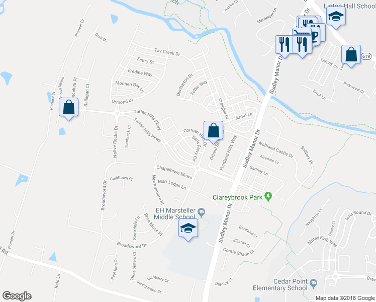 map of restaurants, bars, coffee shops, grocery stores, and more near 13066 Sidlaw Hills Lane in Bristow