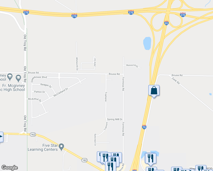 map of restaurants, bars, coffee shops, grocery stores, and more near 2318 Tramore in Troy