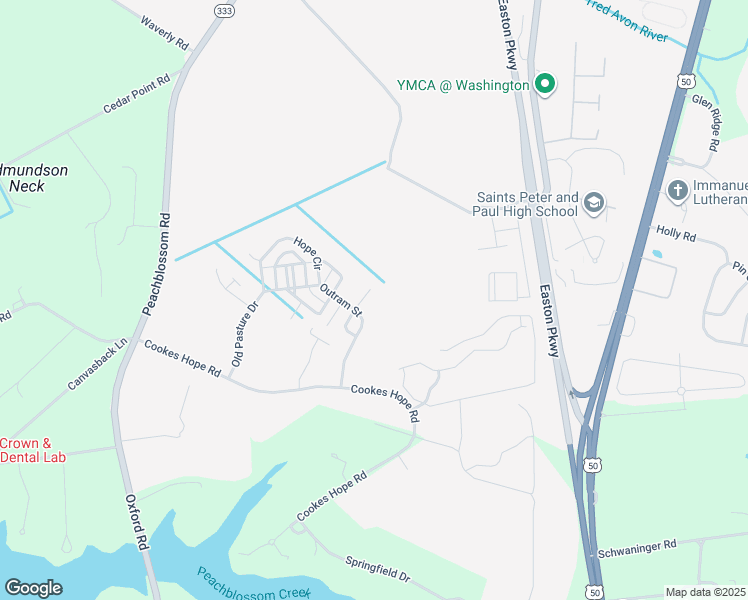 map of restaurants, bars, coffee shops, grocery stores, and more near 7081 Old School House Ln Number 2 in Easton