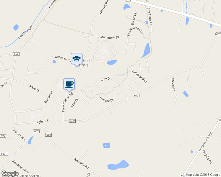 map of restaurants, bars, coffee shops, grocery stores, and more near 4053 Shrayer Court in Warrenton