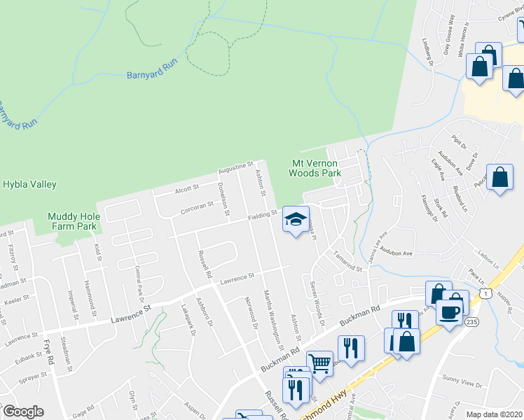 map of restaurants, bars, coffee shops, grocery stores, and more near 7834 Ashton Street in Alexandria