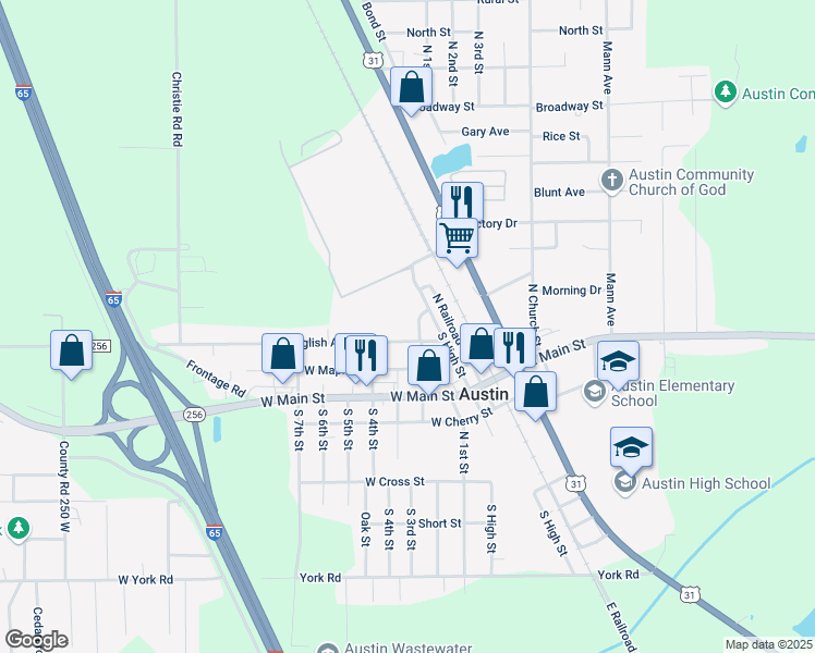 map of restaurants, bars, coffee shops, grocery stores, and more near 228 N 2nd St in Austin