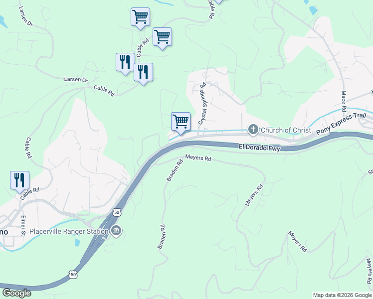 map of restaurants, bars, coffee shops, grocery stores, and more near 4466 8 Mile Road in Camino