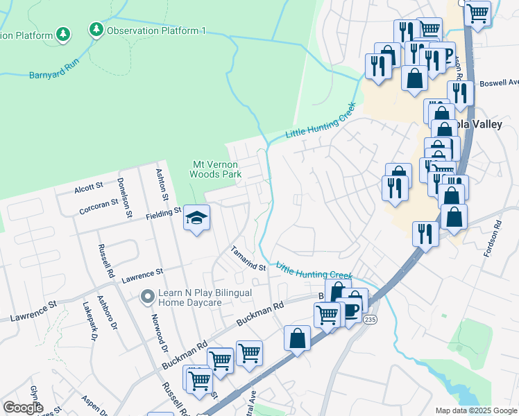 map of restaurants, bars, coffee shops, grocery stores, and more near 8081 Pantano Place in Alexandria