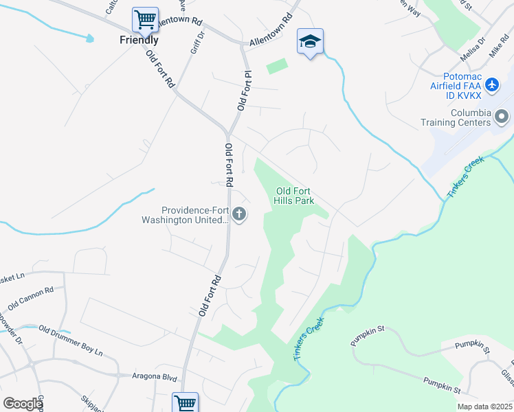 map of restaurants, bars, coffee shops, grocery stores, and more near 2014 Frontier Court in Fort Washington