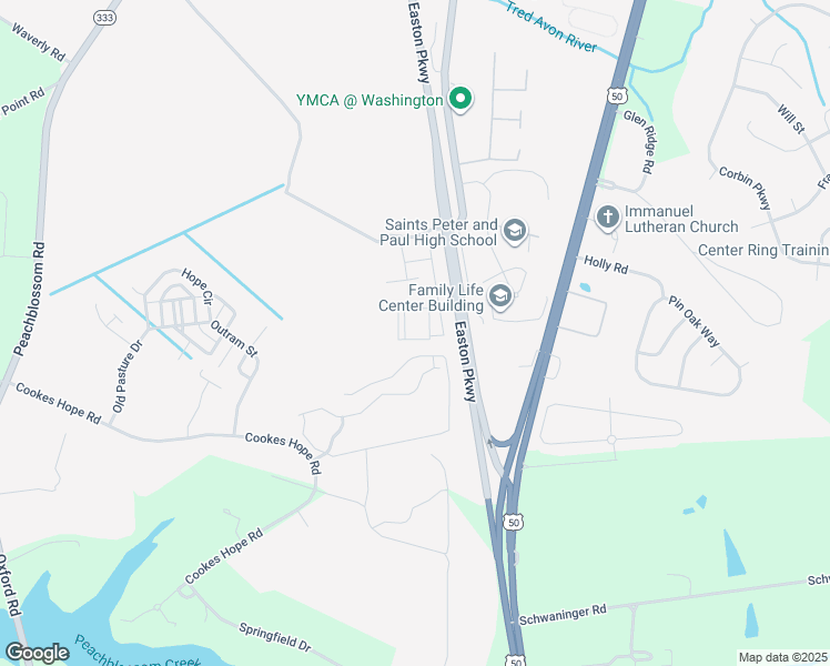 map of restaurants, bars, coffee shops, grocery stores, and more near 7080 Lauren Lane in Easton