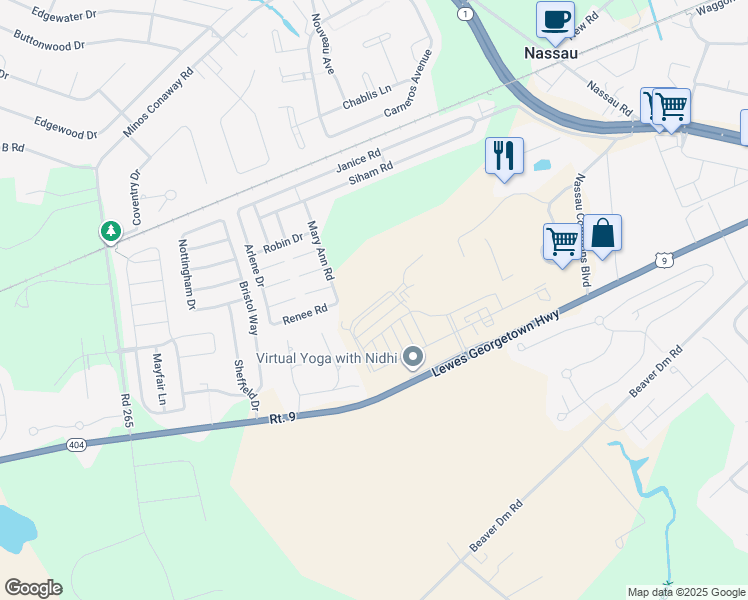 map of restaurants, bars, coffee shops, grocery stores, and more near 24639 Merlot Drive in Lewes