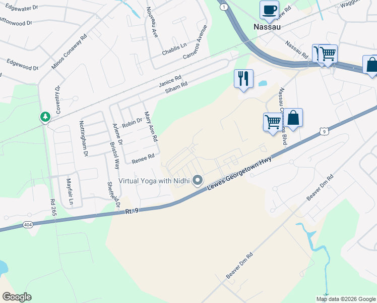 map of restaurants, bars, coffee shops, grocery stores, and more near 24639 Merlot Drive in Lewes
