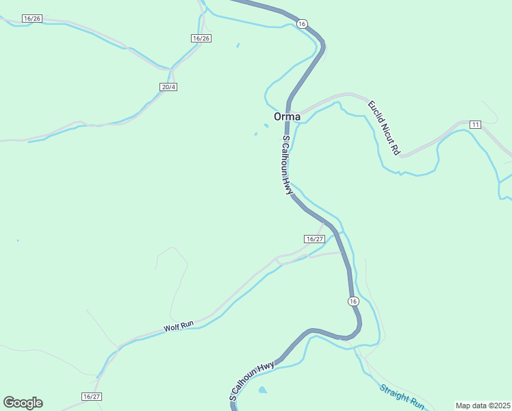 map of restaurants, bars, coffee shops, grocery stores, and more near West Virginia 16 in Orma