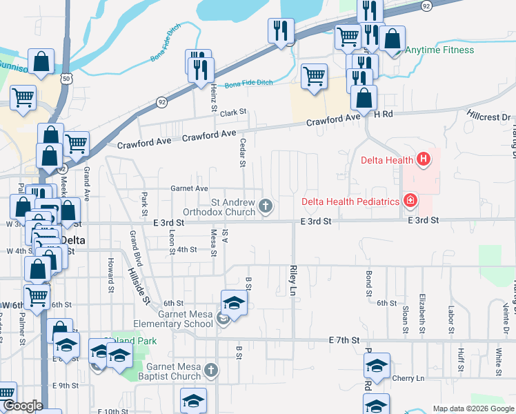 map of restaurants, bars, coffee shops, grocery stores, and more near 286 Bert Street in Delta