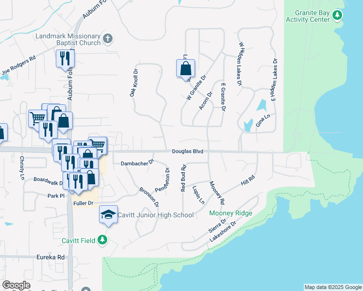 map of restaurants, bars, coffee shops, grocery stores, and more near 7514 Mia Linda Court in Granite Bay
