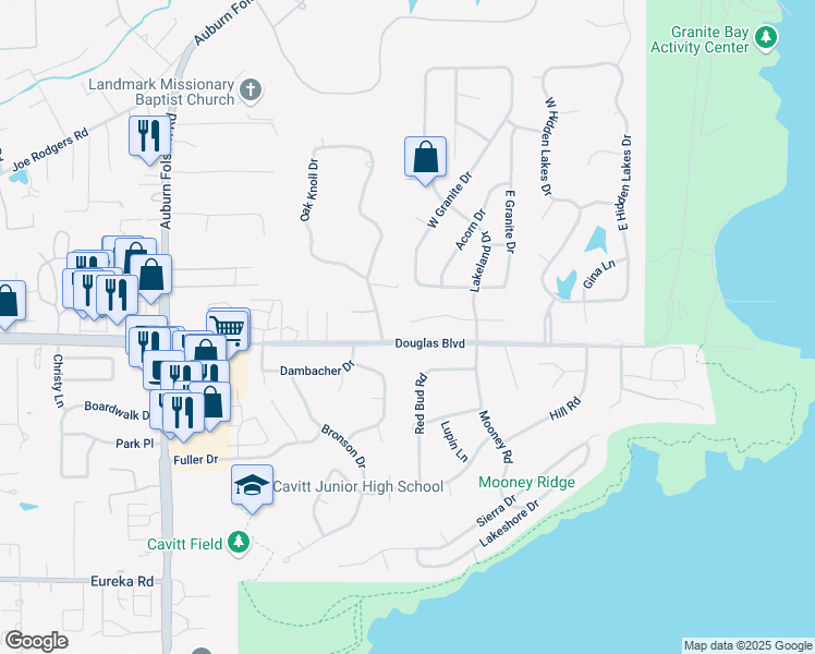 map of restaurants, bars, coffee shops, grocery stores, and more near 7514 Mia Linda Court in Granite Bay
