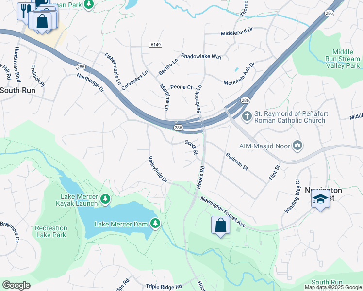 map of restaurants, bars, coffee shops, grocery stores, and more near 8983 Scott Street in Springfield