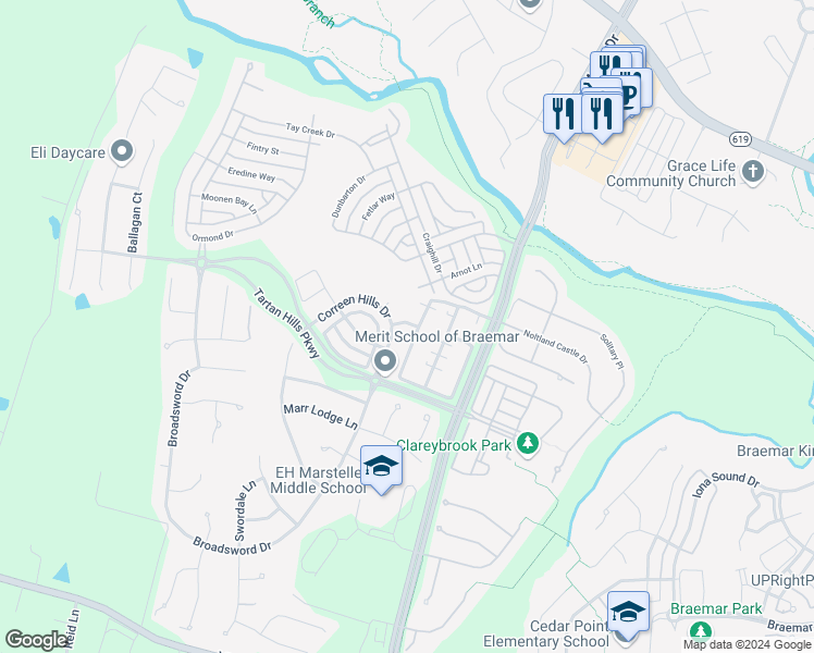 map of restaurants, bars, coffee shops, grocery stores, and more near 12789 Playfair Lane in Bristow