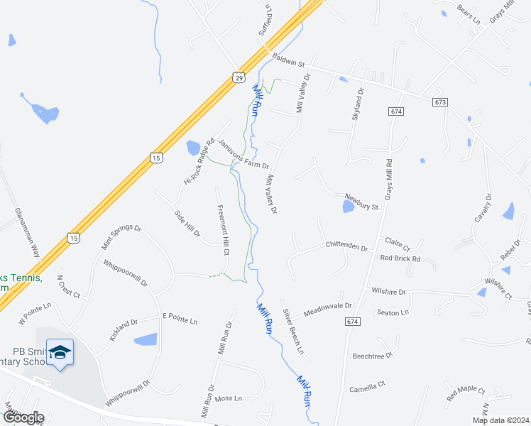 map of restaurants, bars, coffee shops, grocery stores, and more near 6916 Mill Valley Drive in Warrenton