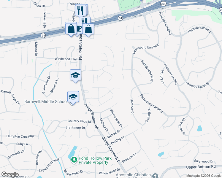 map of restaurants, bars, coffee shops, grocery stores, and more near 2832 Plum Leaf Circle in Saint Charles