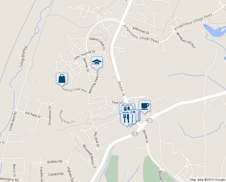 map of restaurants, bars, coffee shops, grocery stores, and more near 6503 Old Coach Court in Alexandria