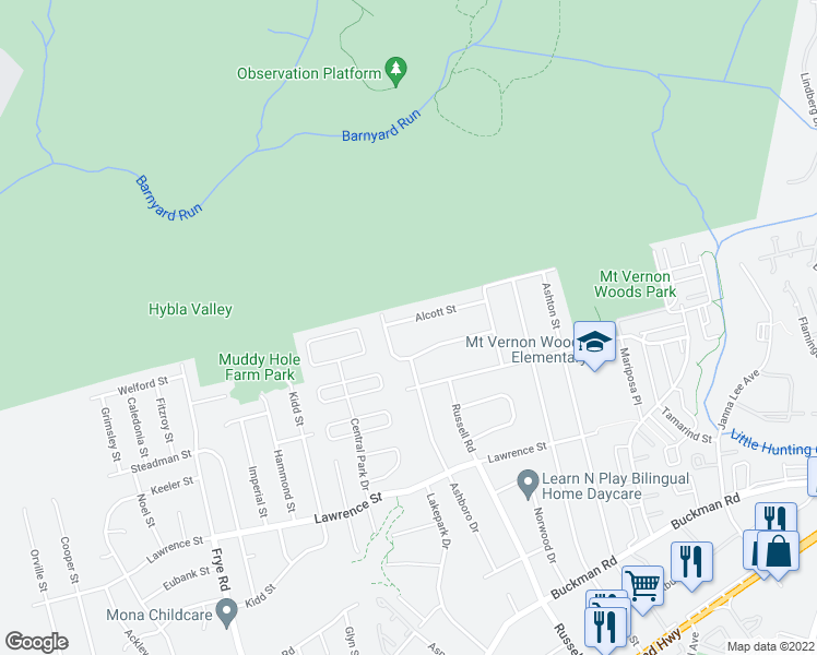map of restaurants, bars, coffee shops, grocery stores, and more near 4221 Alcott Street in Alexandria