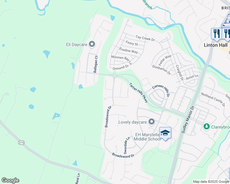 map of restaurants, bars, coffee shops, grocery stores, and more near 9729 Native Rocks Drive in Bristow