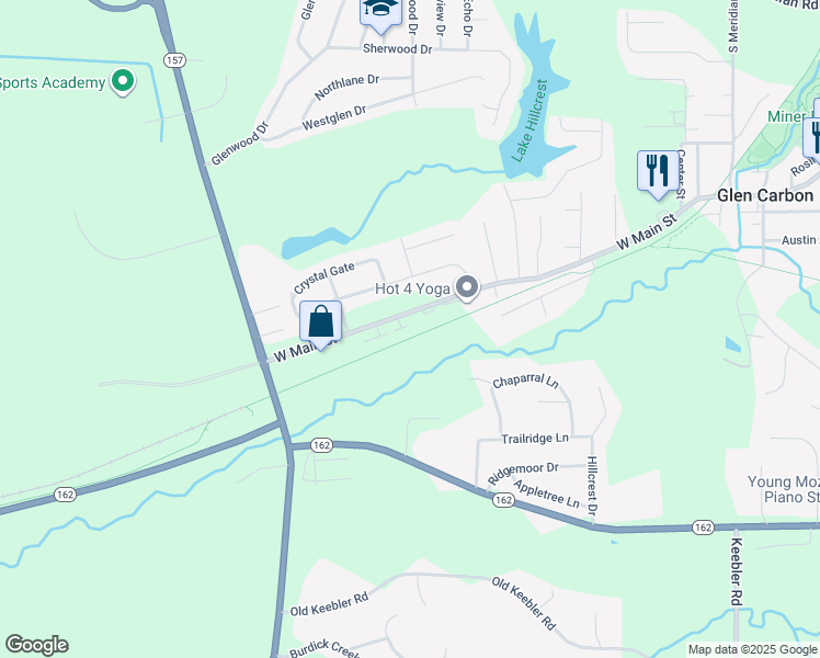 map of restaurants, bars, coffee shops, grocery stores, and more near 236 West Main Street in Glen Carbon