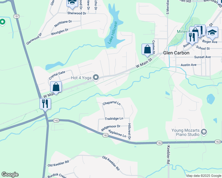 map of restaurants, bars, coffee shops, grocery stores, and more near 206 Edwards Street in Glen Carbon