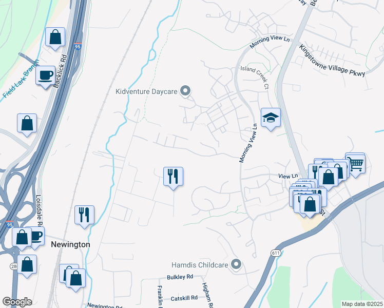 map of restaurants, bars, coffee shops, grocery stores, and more near 6867 Rolling Creek Way in Alexandria
