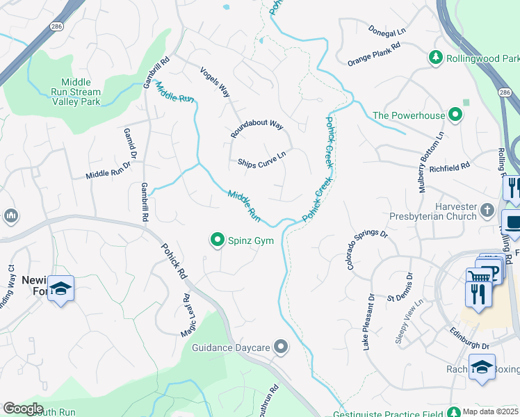 map of restaurants, bars, coffee shops, grocery stores, and more near 8115 Chars Landing Court in Springfield