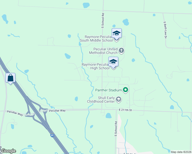 map of restaurants, bars, coffee shops, grocery stores, and more near 11502 East 208th Street in Peculiar