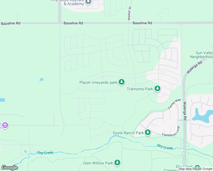 map of restaurants, bars, coffee shops, grocery stores, and more near 5606 Straight Road in Roseville
