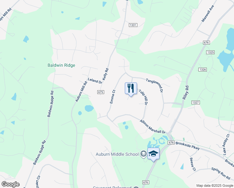 map of restaurants, bars, coffee shops, grocery stores, and more near 6871 Emma Court in Warrenton