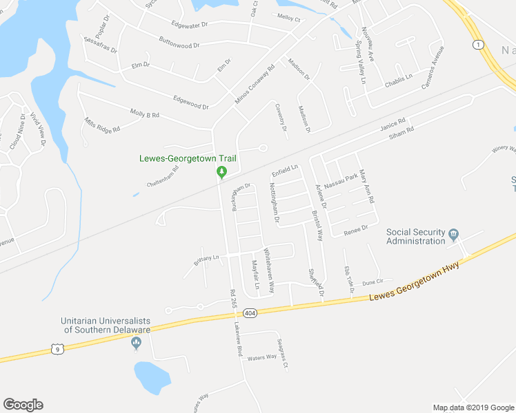 map of restaurants, bars, coffee shops, grocery stores, and more near Folkstone Lane in Sussex County