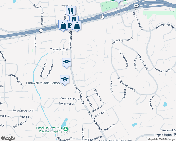 map of restaurants, bars, coffee shops, grocery stores, and more near 2814 Plum Leaf Circle in St. Peters