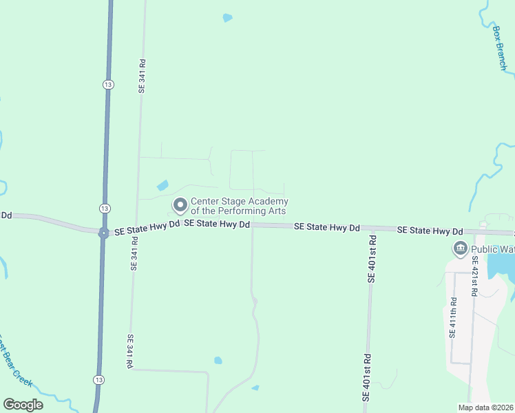 map of restaurants, bars, coffee shops, grocery stores, and more near 357 Southeast State Highway Dd in Warrensburg