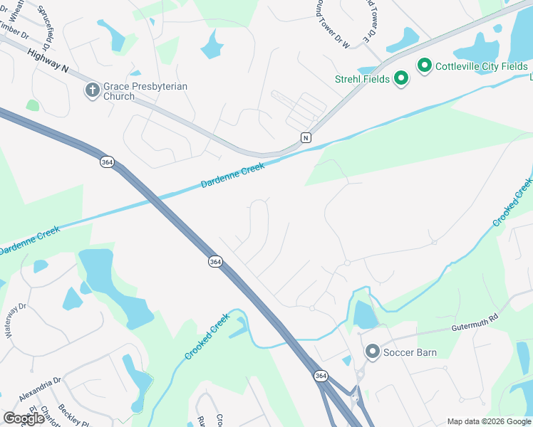 map of restaurants, bars, coffee shops, grocery stores, and more near 6069 Highway North in Cottleville